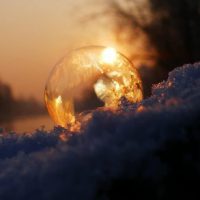 winter sunrise through crystal